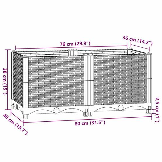 Carré potager surélevé 80x40 cm polypropylène pour terrasse et jardin Noir – ComfortXL Outdoor Living - Image 8