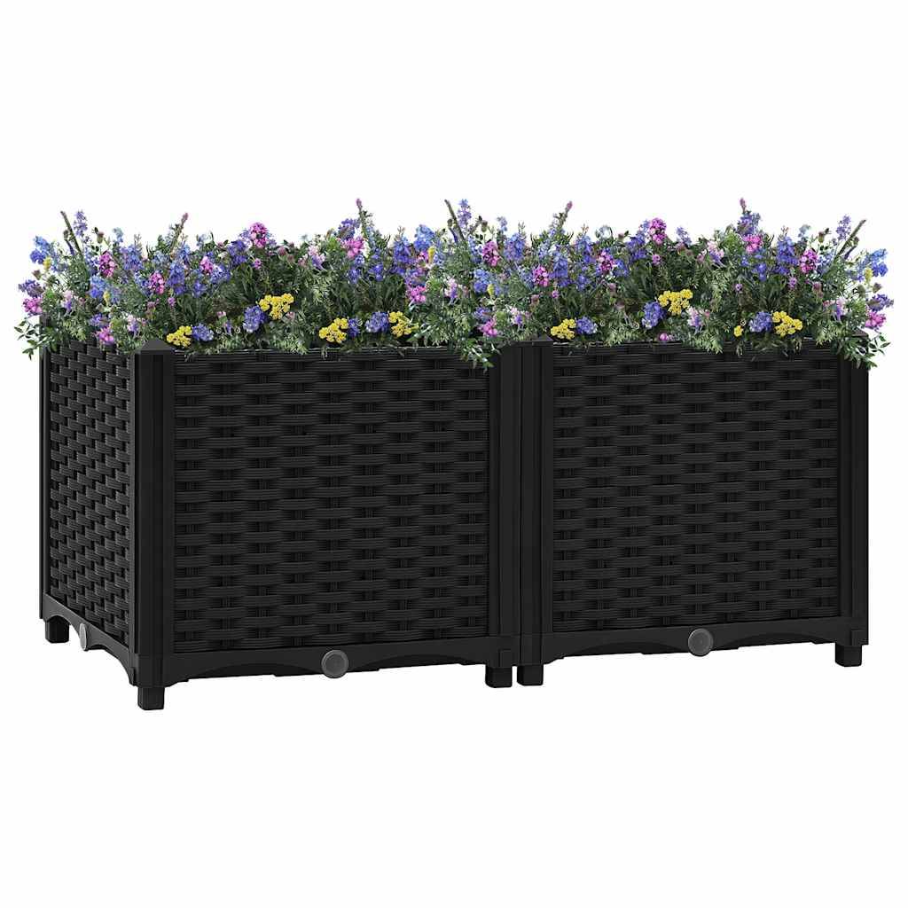 Carré potager surélevé 80x40 cm polypropylène pour terrasse et jardin Noir – ComfortXL Outdoor Living - Image 1
