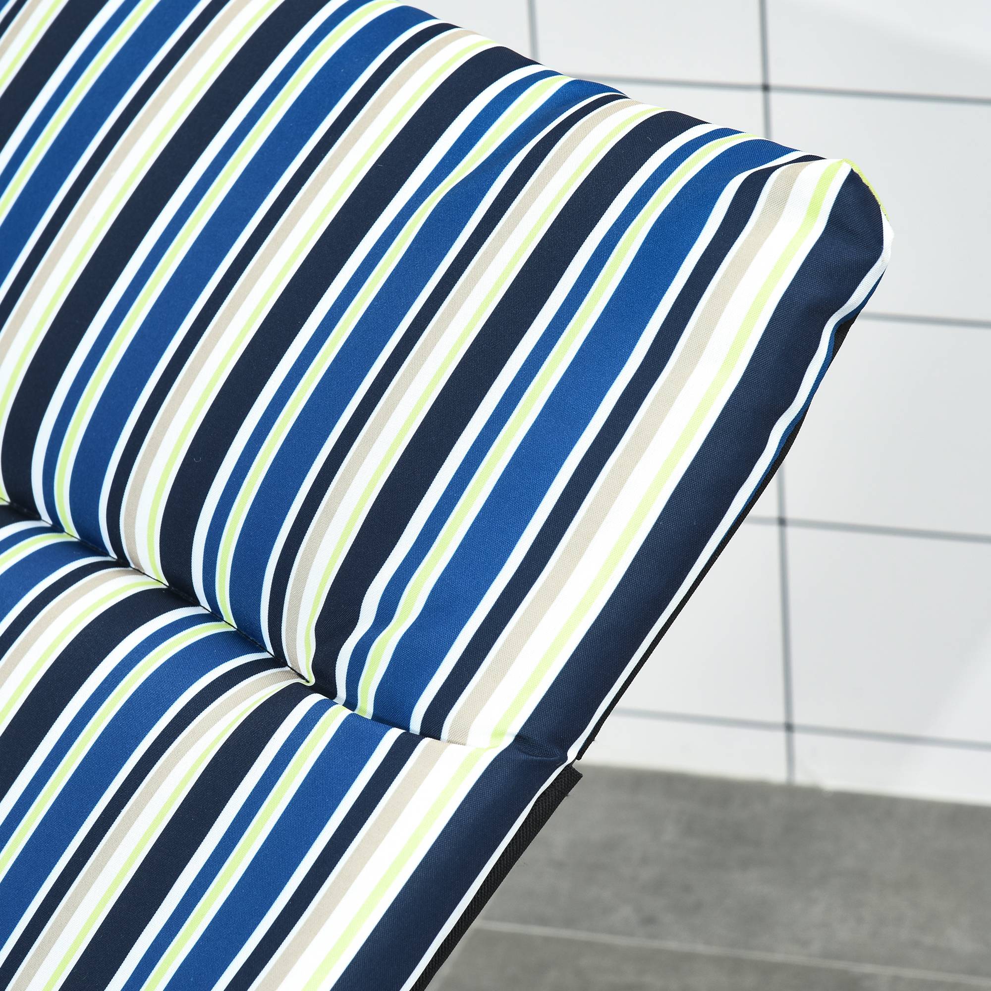 Outsunny - Bain de soleil pliable transat inclinable 6 positions grand confort avec matelas + accoudoirs acier polyester multicolore - Outsunny - Imagen 4