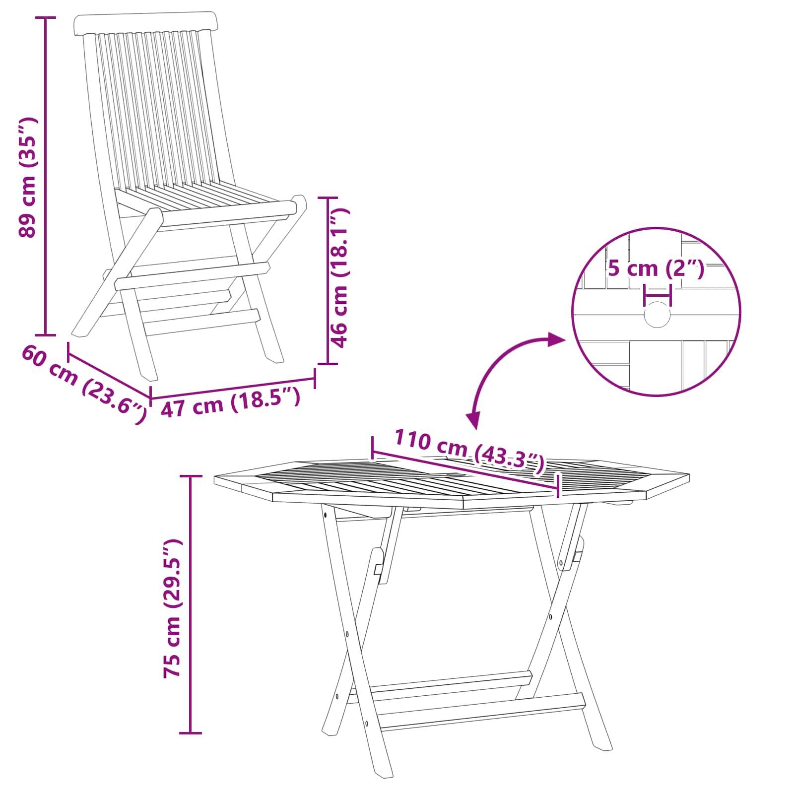 Vidaxl - Ensemble bistro de jardin 3 pcs Marron Teck massif vidaXL 3437367 - Image 3