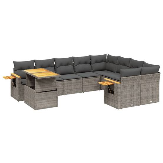 Salon de jardin 9 places modulable en résine tressée table ajustable Gris – ComfortXL Outdoor Living - Image 2