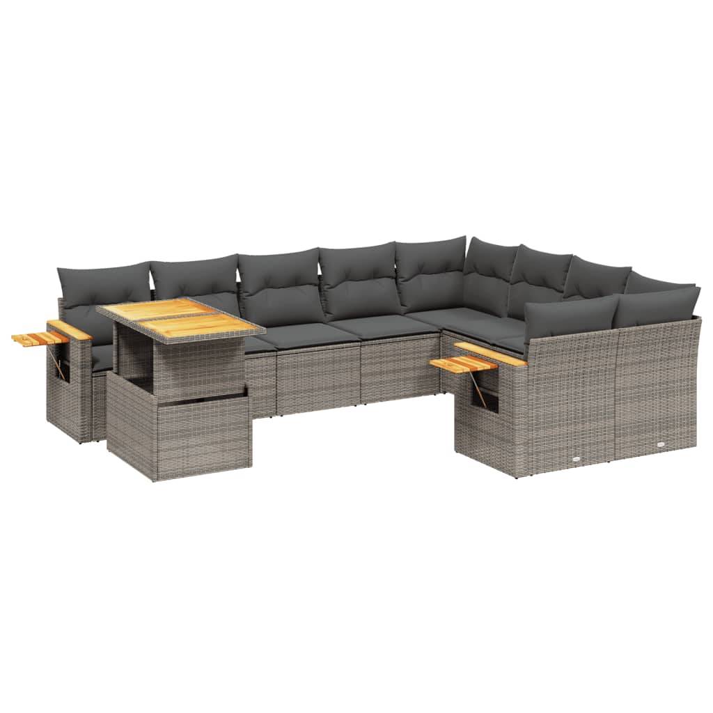 Salon de jardin 9 places modulable en résine tressée table ajustable Gris – ComfortXL Outdoor Living - Image 2