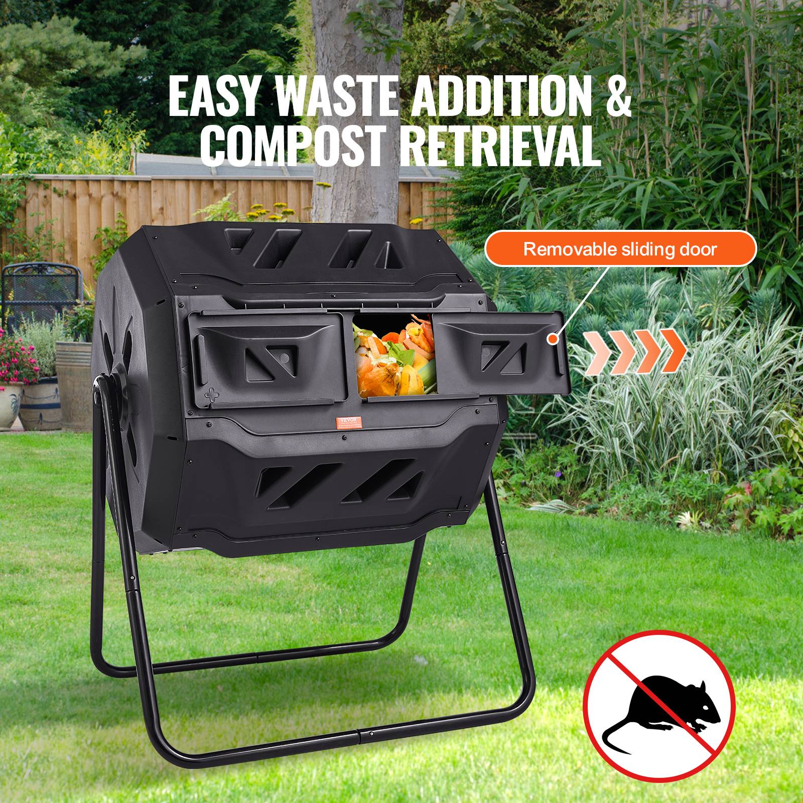 VEVOR Composteur jardin rotatif 162,7 L, double chambre. Sans BPA, pour déchets organiques. - Image 3