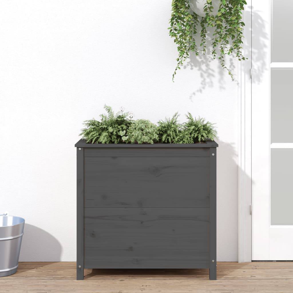 Maison Chic - Jardinière, Bac à fleurs, Pot de fleurs gris 82,5x40x78 cm bois massif de pin - Imagen 2