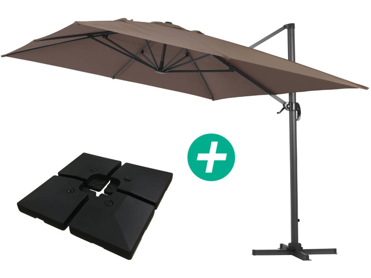 Habitat Et Jardin - Parasol Jardin Déporté Alu "sun 4 " - Rectangle - 3 X 4 M - Taupe - Dalles à Lester Incluses -habitat Et Jardin - Imagen 1