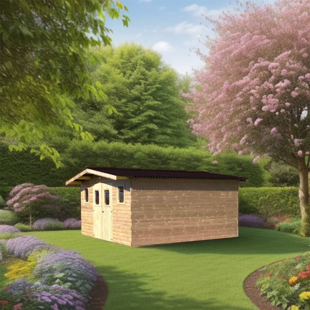 Habrita - Abri THERMABRI madriers sans plancher, toit double pente 24,33 m² Habrita - Image 2