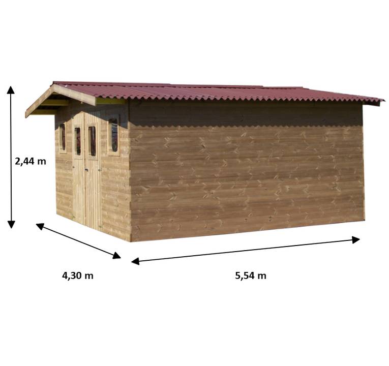 Habrita - Abri THERMABRI madriers sans plancher, toit double pente 24,33 m² Habrita - Image 3