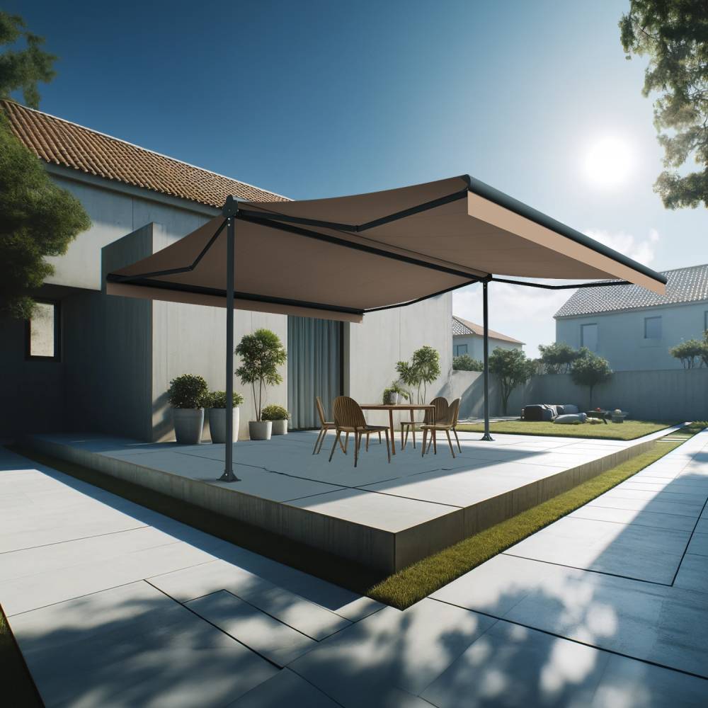Intersun - Store banne double pente ENARGITE 6,00x2x3,00 M (Manuelle - Gris Anthracite - Taupe) - INTERSUN - Imagen 2
