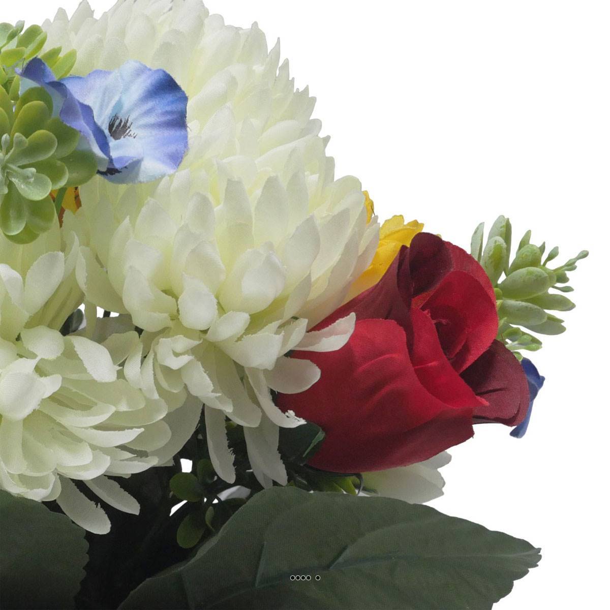 Vasque de Dahlia, Chrysantheme, mini fleurs Crème artificiels pour la toussaint - couleur: Crème - Image 3