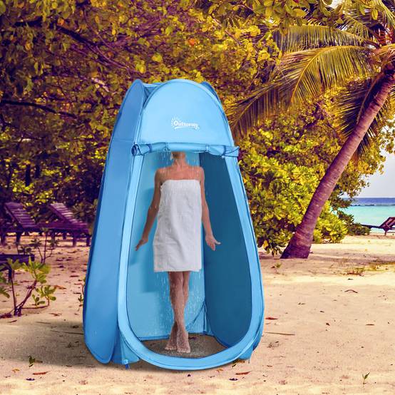 Tente de douche polyester bleu 100 x 100 x 185 cm - PANGIVO - Image 3