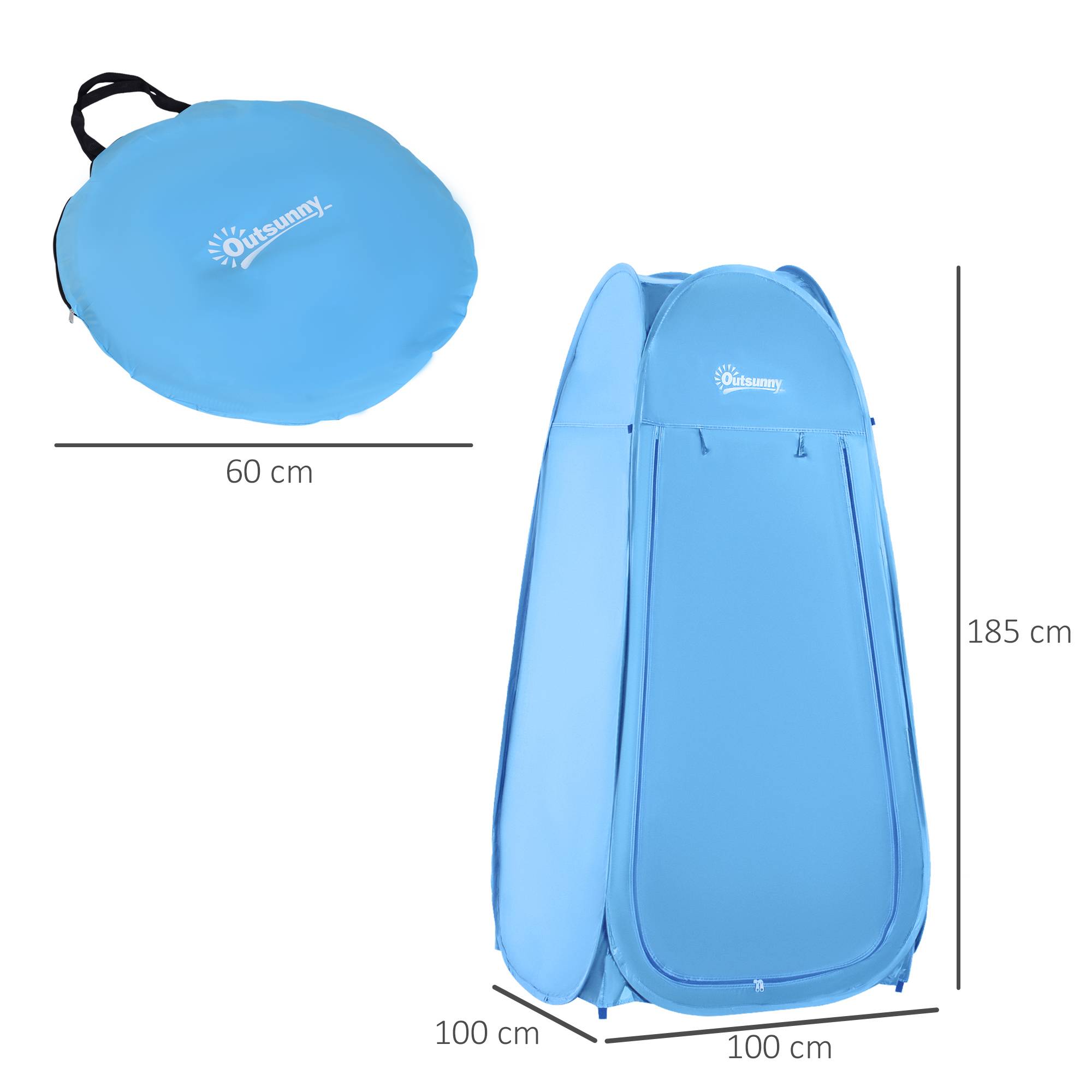 Tente de douche polyester bleu 100 x 100 x 185 cm - PANGIVO - Image 5