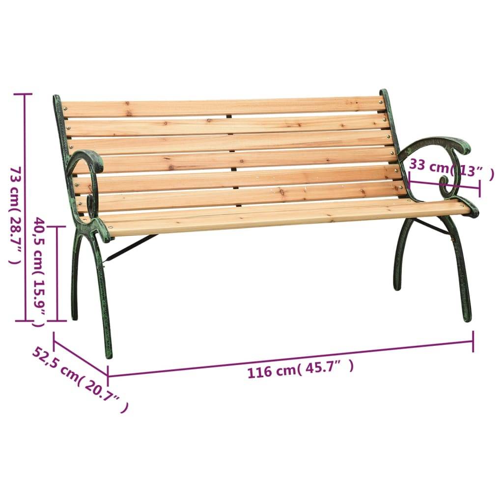Helloshop26 - Banc de jardin meuble de patio d'extérieur terrasse 116 cm fonte et bois massif de sapin - Imagen 6
