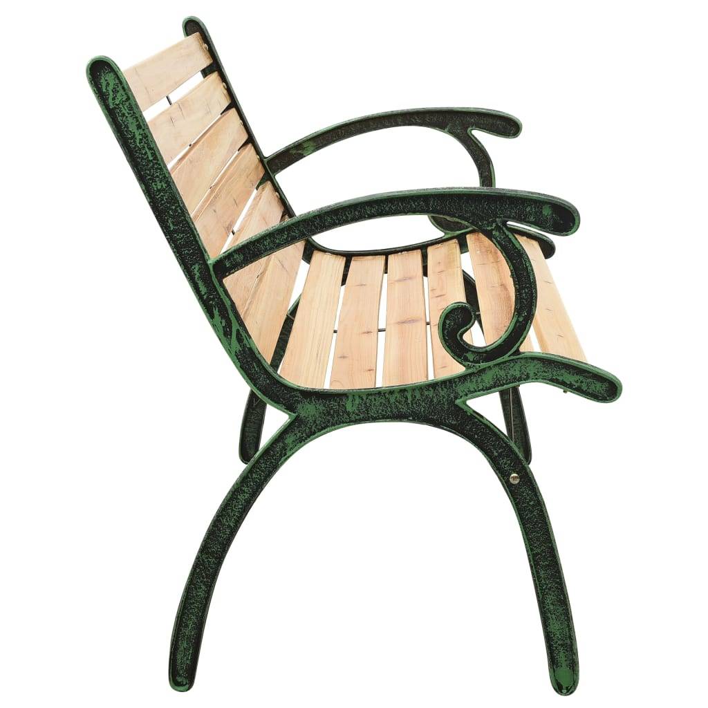 Helloshop26 - Banc de jardin meuble de patio d'extérieur terrasse 116 cm fonte et bois massif de sapin - Imagen 3