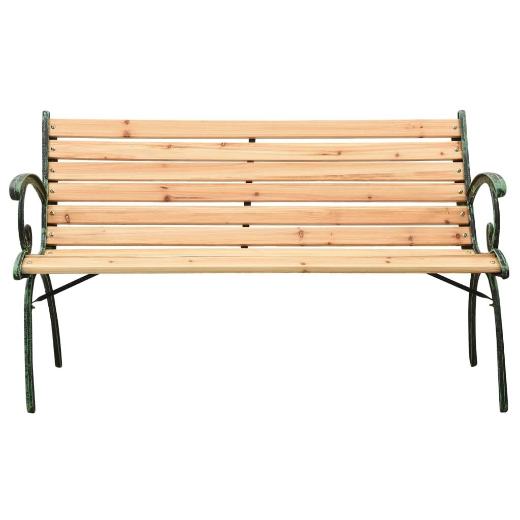 Helloshop26 - Banc de jardin meuble de patio d'extérieur terrasse 116 cm fonte et bois massif de sapin - Imagen 2