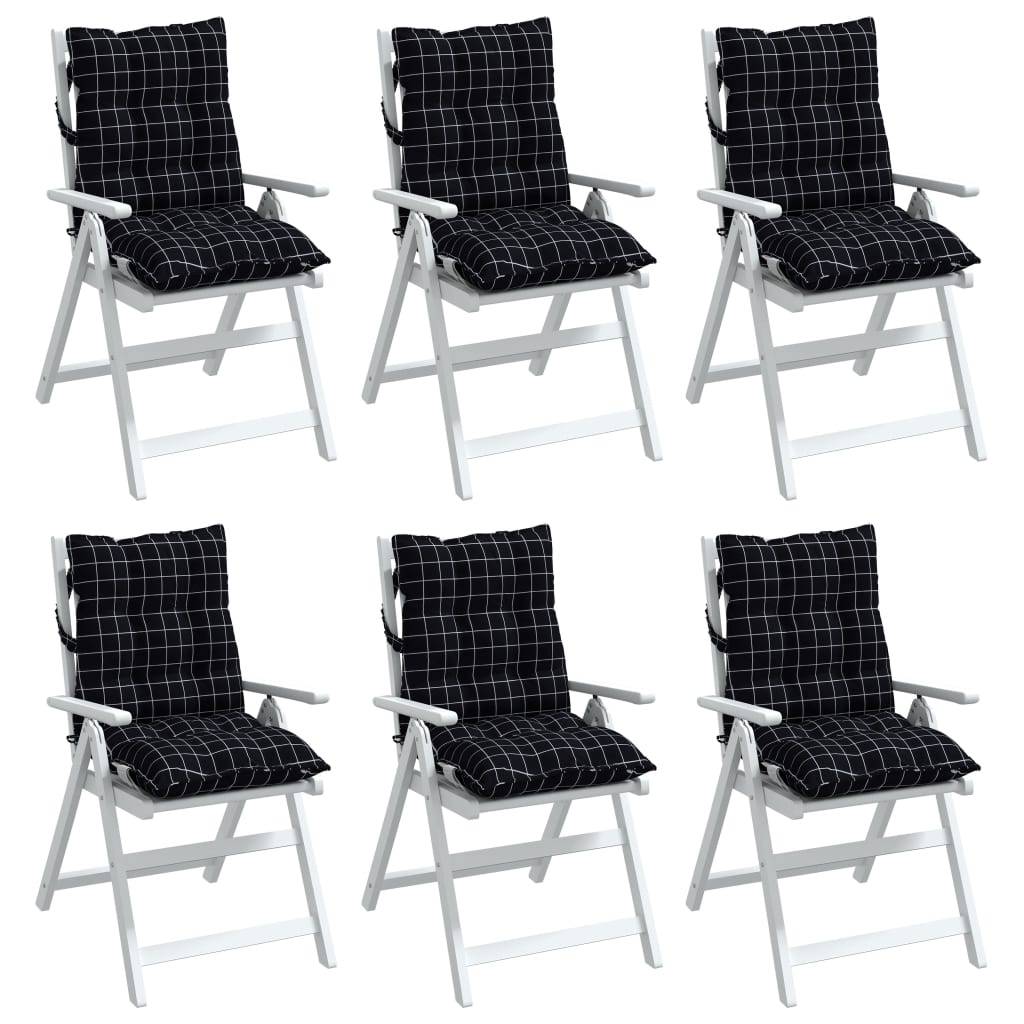 Coussins de chaise à dossier bas polyester noir à carreaux 100 x 50 x 7 cm, poids:9.2kg - PANGIVO - Image 4