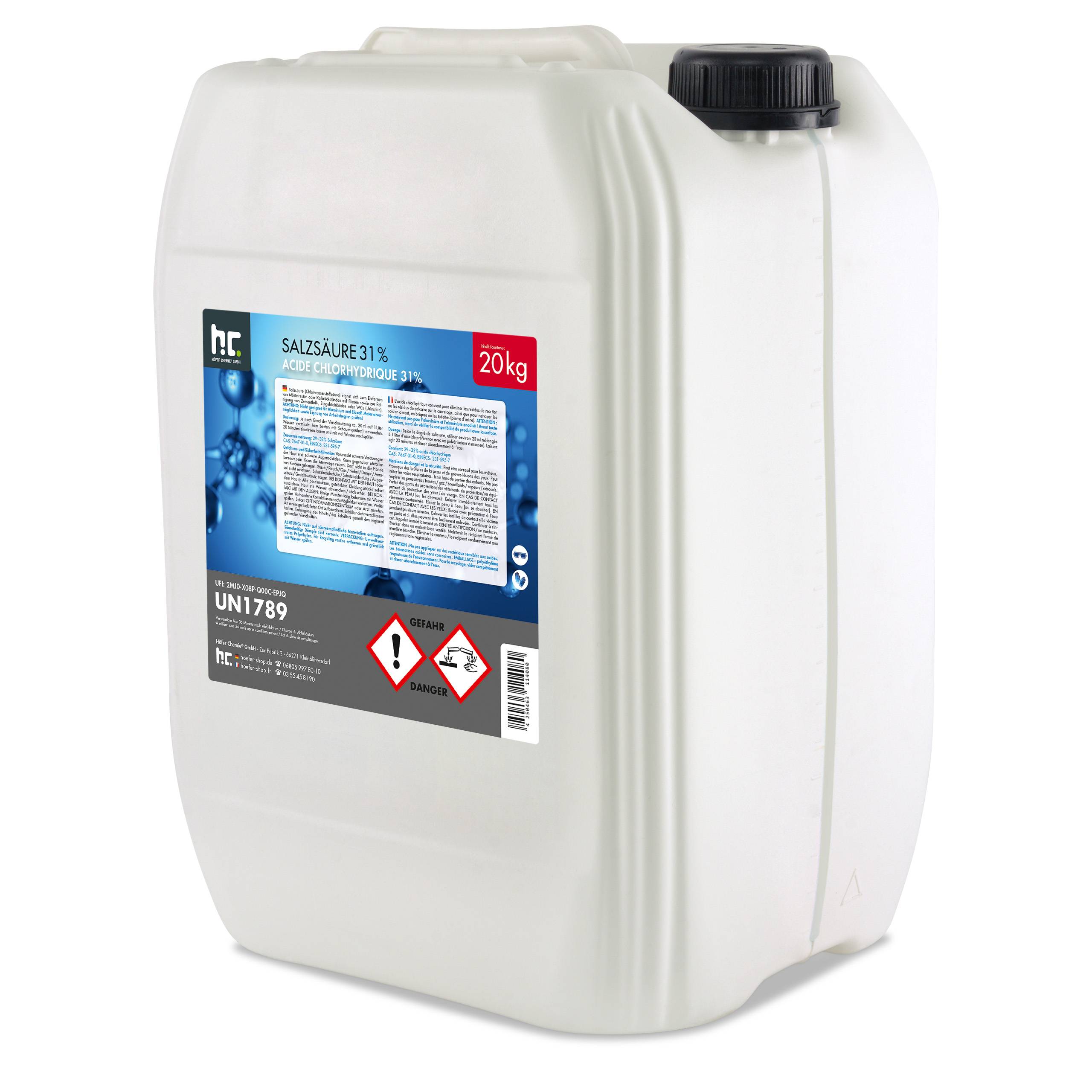 Acide chlorhydrique 29-32% Höfer Chemie® en bidon de 20 KG x 1 - Imagen 1
