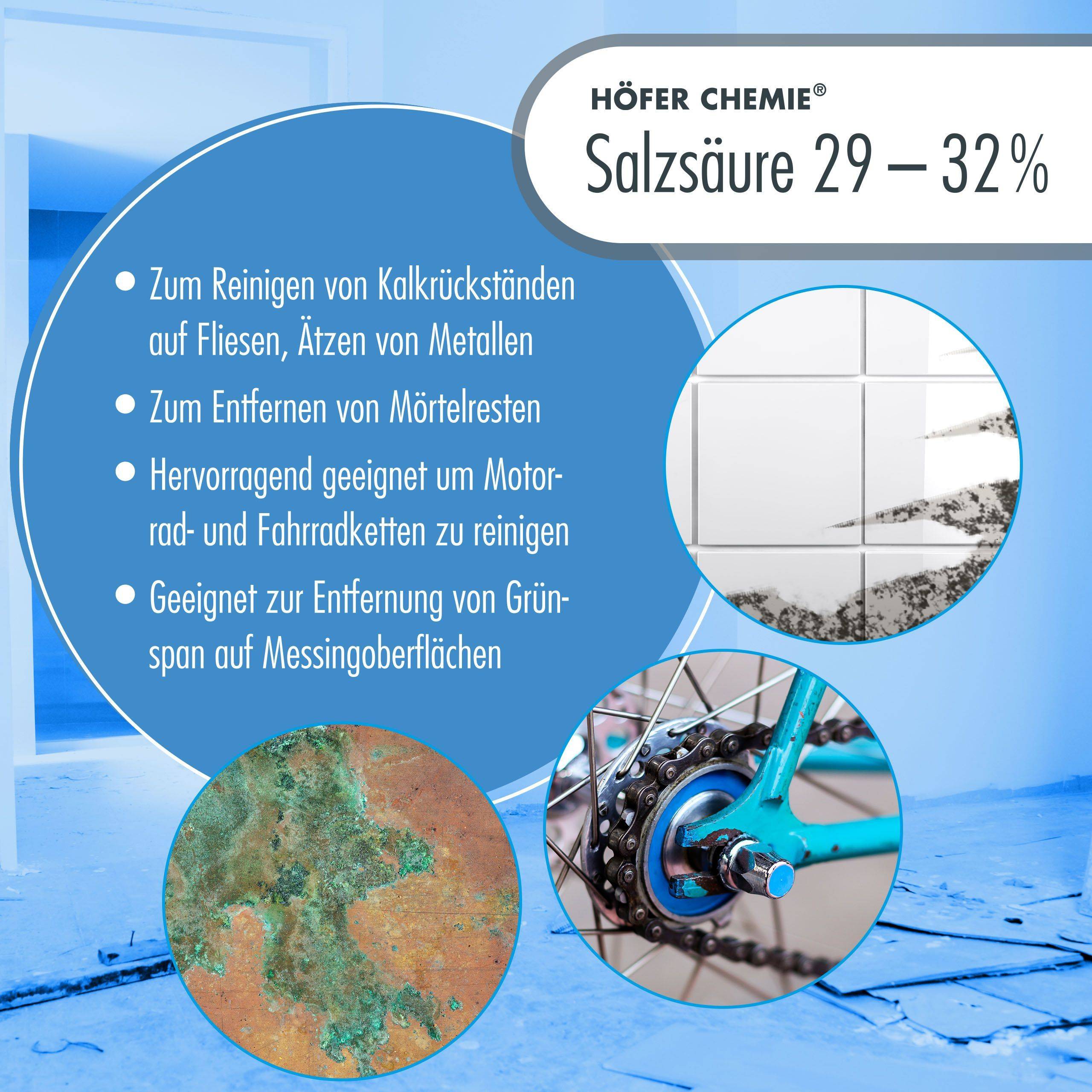 Acide chlorhydrique 29-32% Höfer Chemie® en bidon de 20 KG x 1 - Imagen 3