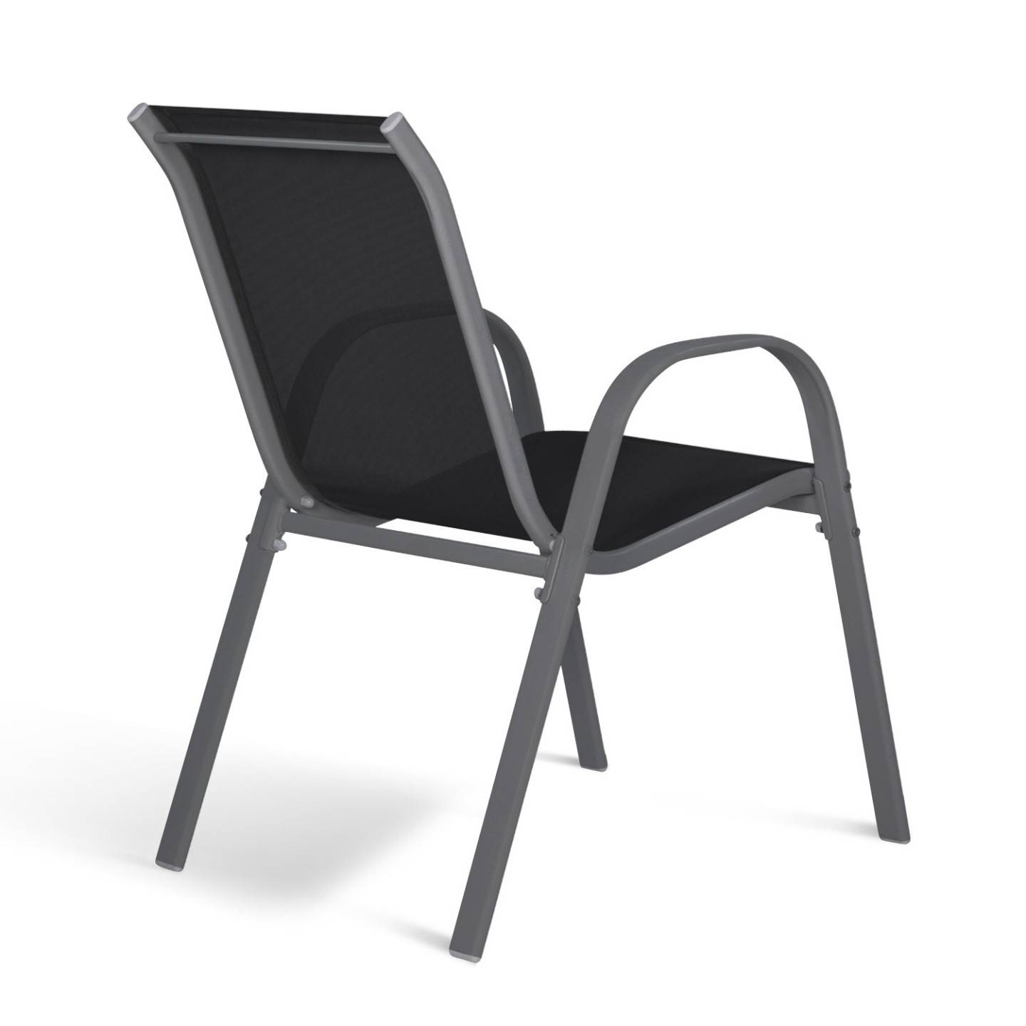 Lot de 6 chaises de jardin LYMA métal et textilène empilables gris noir et terracotta - Image 5