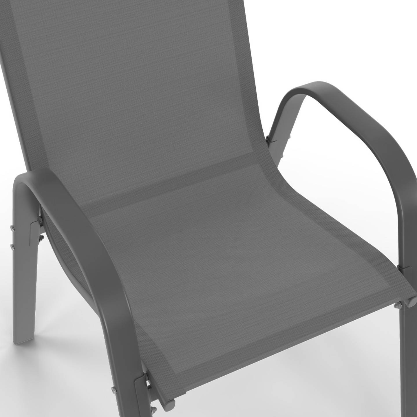 Lot de 6 chaises de jardin LYMA métal et textilène empilables gris noir et terracotta - Image 7