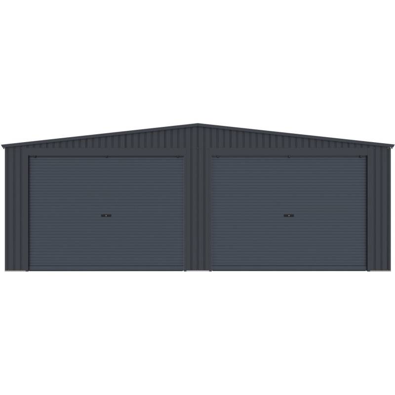 X-Metal - Garage double 32,67 m² acier galvanisé anthracite 2 portes enroulables X-Metal - Image 2