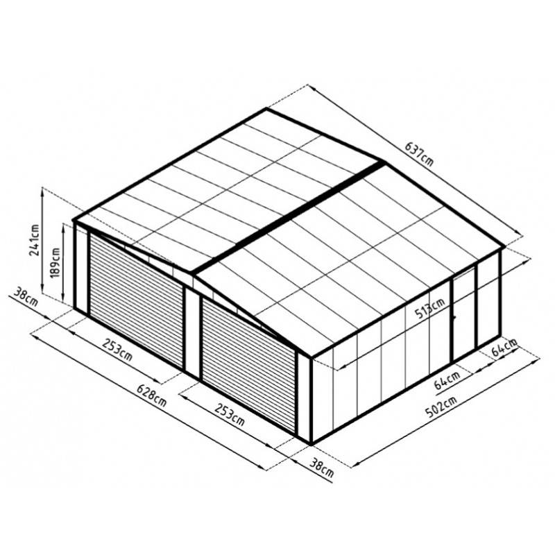 X-Metal - Garage double 32,67 m² acier galvanisé anthracite 2 portes enroulables X-Metal - Image 7