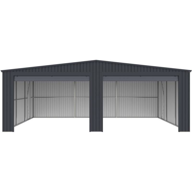 X-Metal - Garage double 32,67 m² acier galvanisé anthracite 2 portes enroulables X-Metal - Image 6