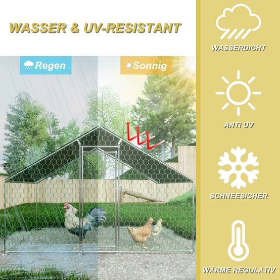 Enclos Poulailler Acier Galvanisé 6.06m² Poules Lapins Promenade Sécurisée 3x2x2m - ComfortXL Pet Living - Image 5
