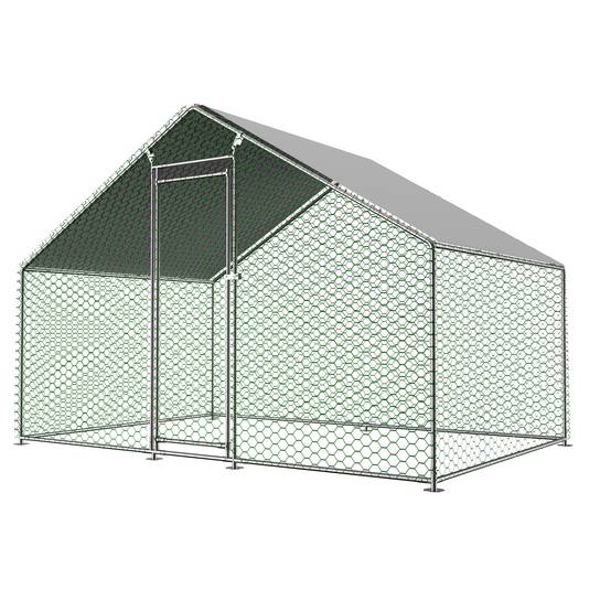 Enclos Poulailler Acier Galvanisé 6.06m² Poules Lapins Promenade Sécurisée 3x2x2m - ComfortXL Pet Living - Image 2