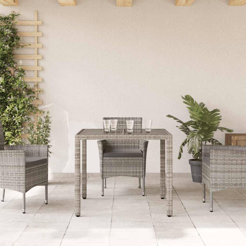 PANGIVO - Table de jardin résine tressée gris verre trempé 90 x 90 x 75 cm, Poids :16.6kg - PANGIVO - Image 3