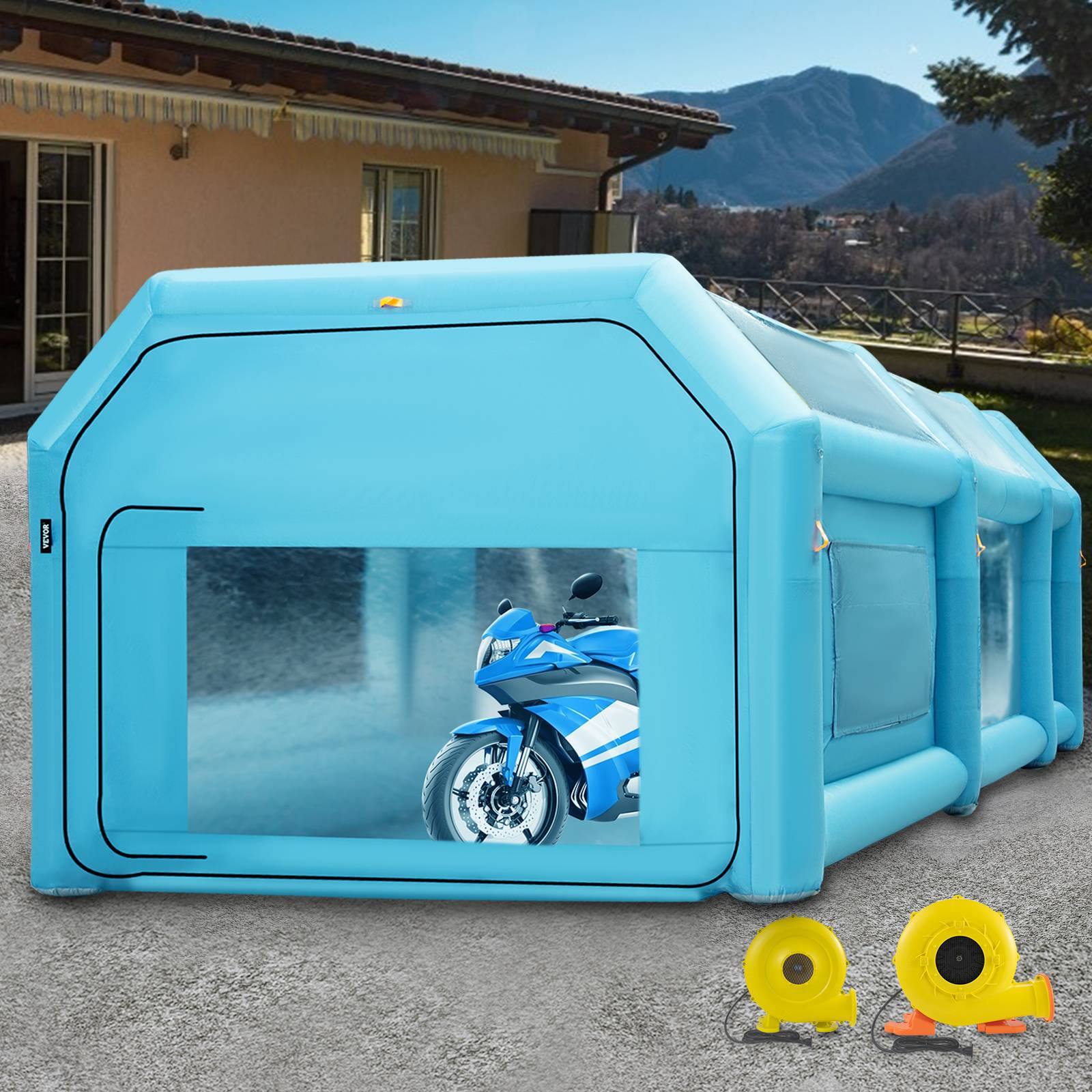 Vevor - VEVOR Cabine peinture gonflable 7x4x2.5m, Oxford, 2 souffleurs, filtration, station de travail automobile. - Image 8