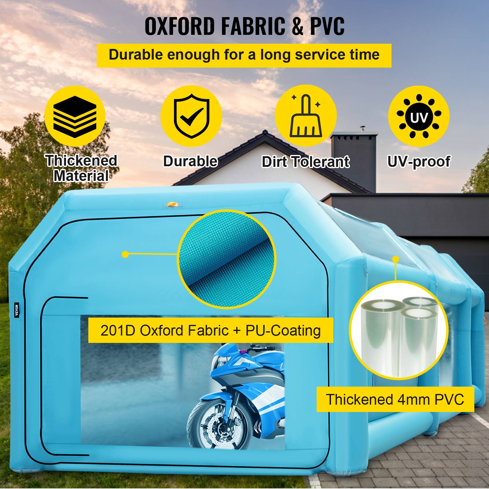 Vevor - VEVOR Cabine peinture gonflable 7x4x2.5m, Oxford, 2 souffleurs, filtration, station de travail automobile. - Image 3