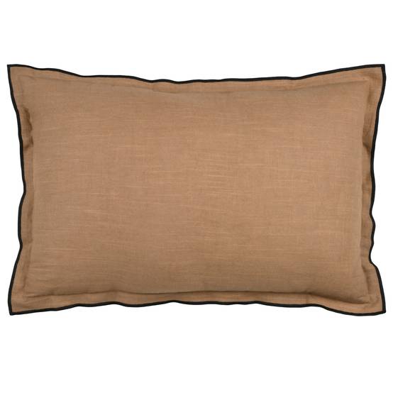 Lovely Casa - Coussin volant plat feston noir coton - LOVELY CASA - Coton - Marron Clair - Image 1