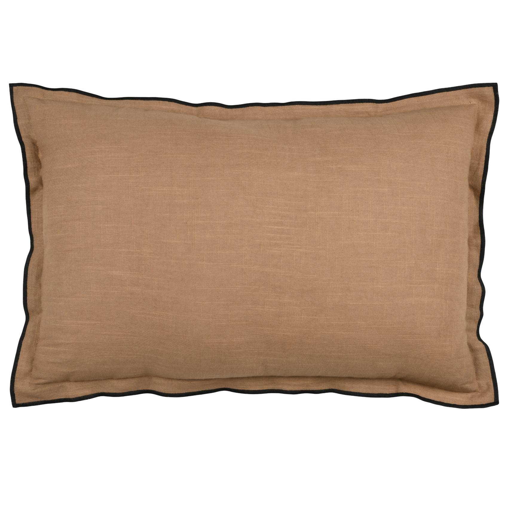 Lovely Casa - Coussin volant plat feston noir coton - LOVELY CASA - Coton - Marron Clair - Image 1