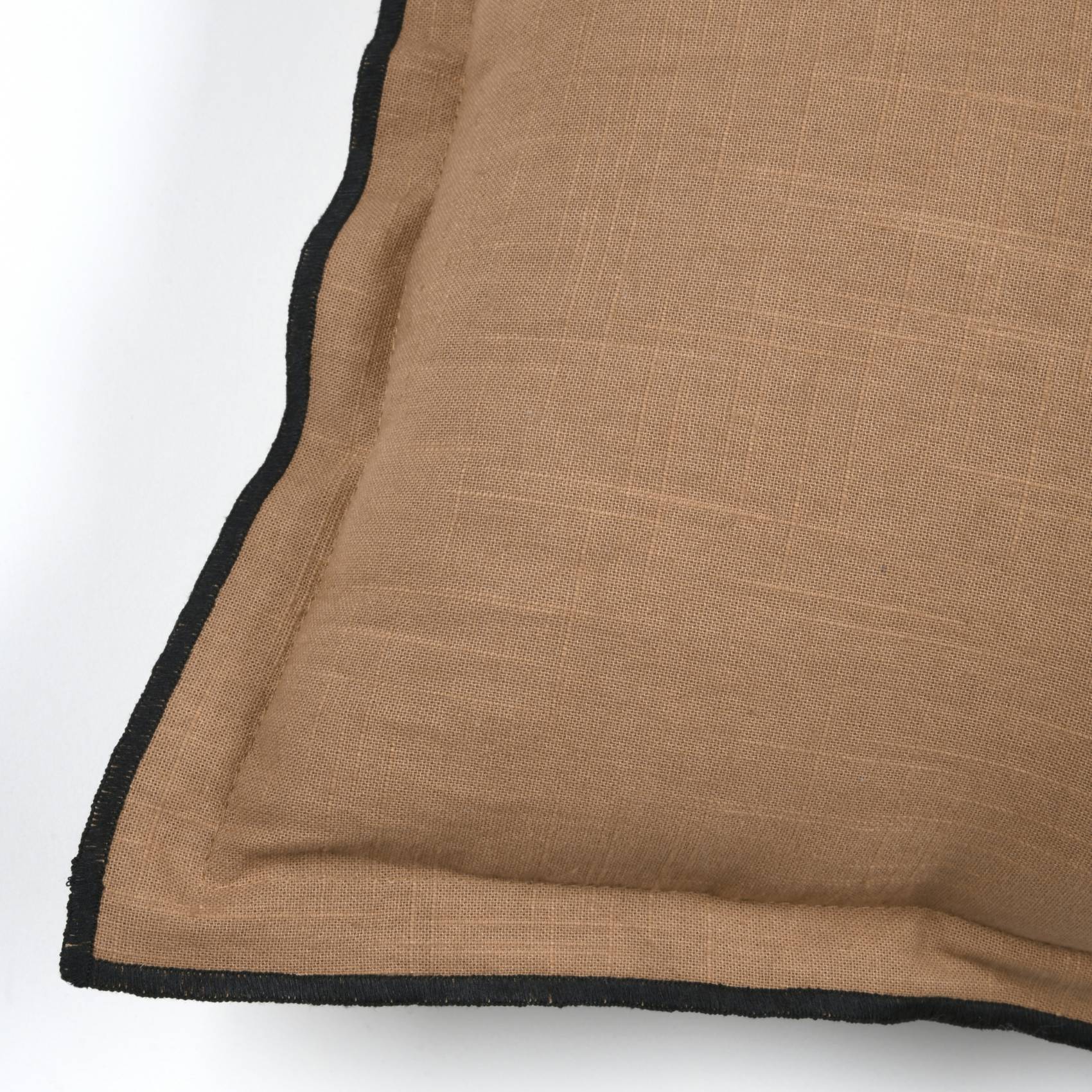 Lovely Casa - Coussin volant plat feston noir coton - LOVELY CASA - Coton - Marron Clair - Image 2