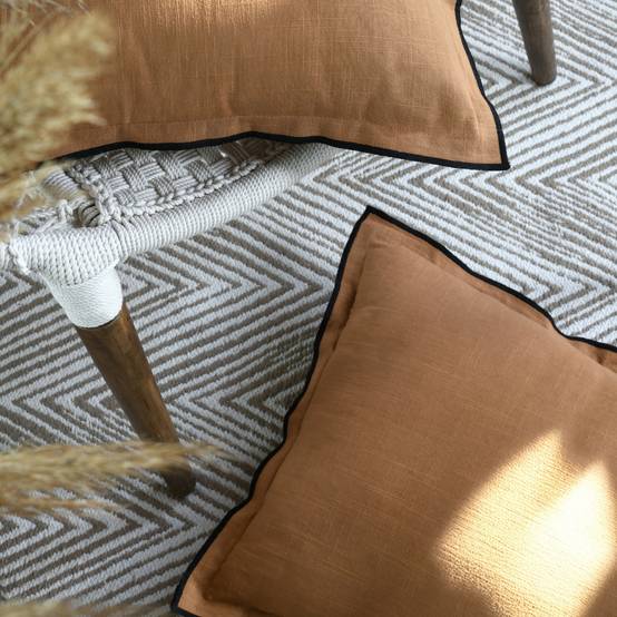 Lovely Casa - Coussin volant plat feston noir coton - LOVELY CASA - Coton - Marron Clair - Image 6