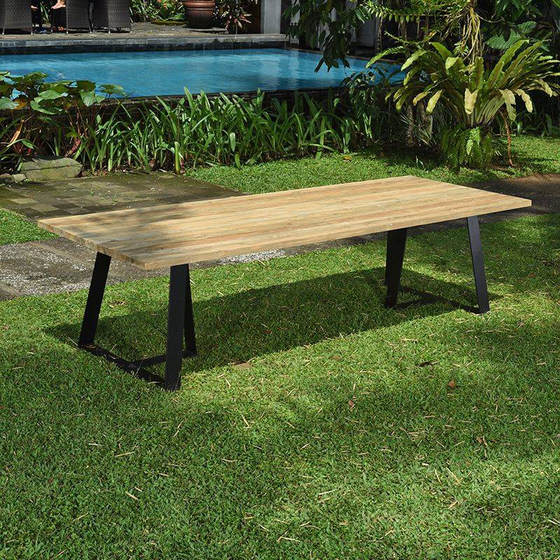 Table métal anthracite et teck recyclé 300 x 110 cm Orsay - Gecko Jardin - Imagen 1