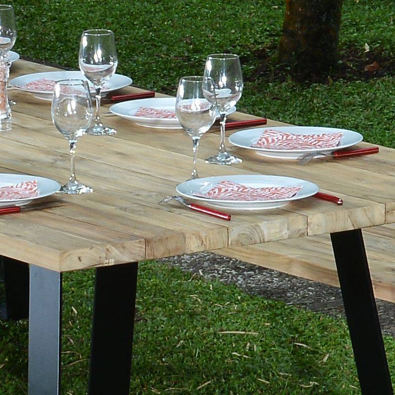 Table métal anthracite et teck recyclé 300 x 110 cm Orsay - Gecko Jardin - Imagen 3