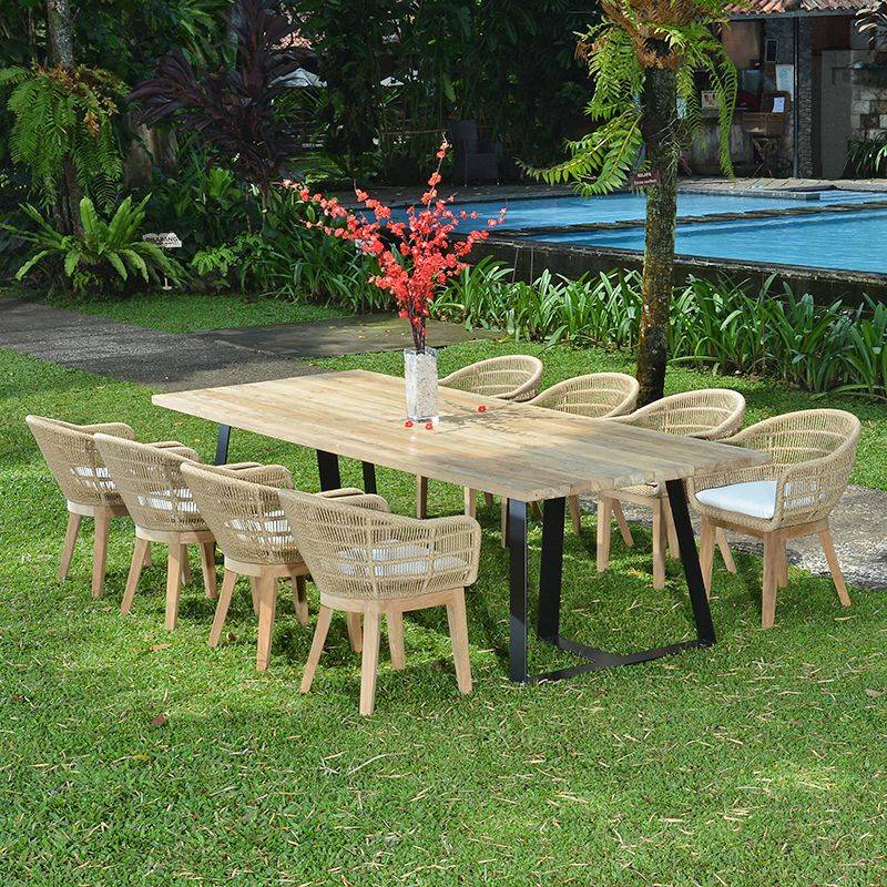 Table métal anthracite et teck recyclé 300 x 110 cm Orsay - Gecko Jardin - Imagen 7