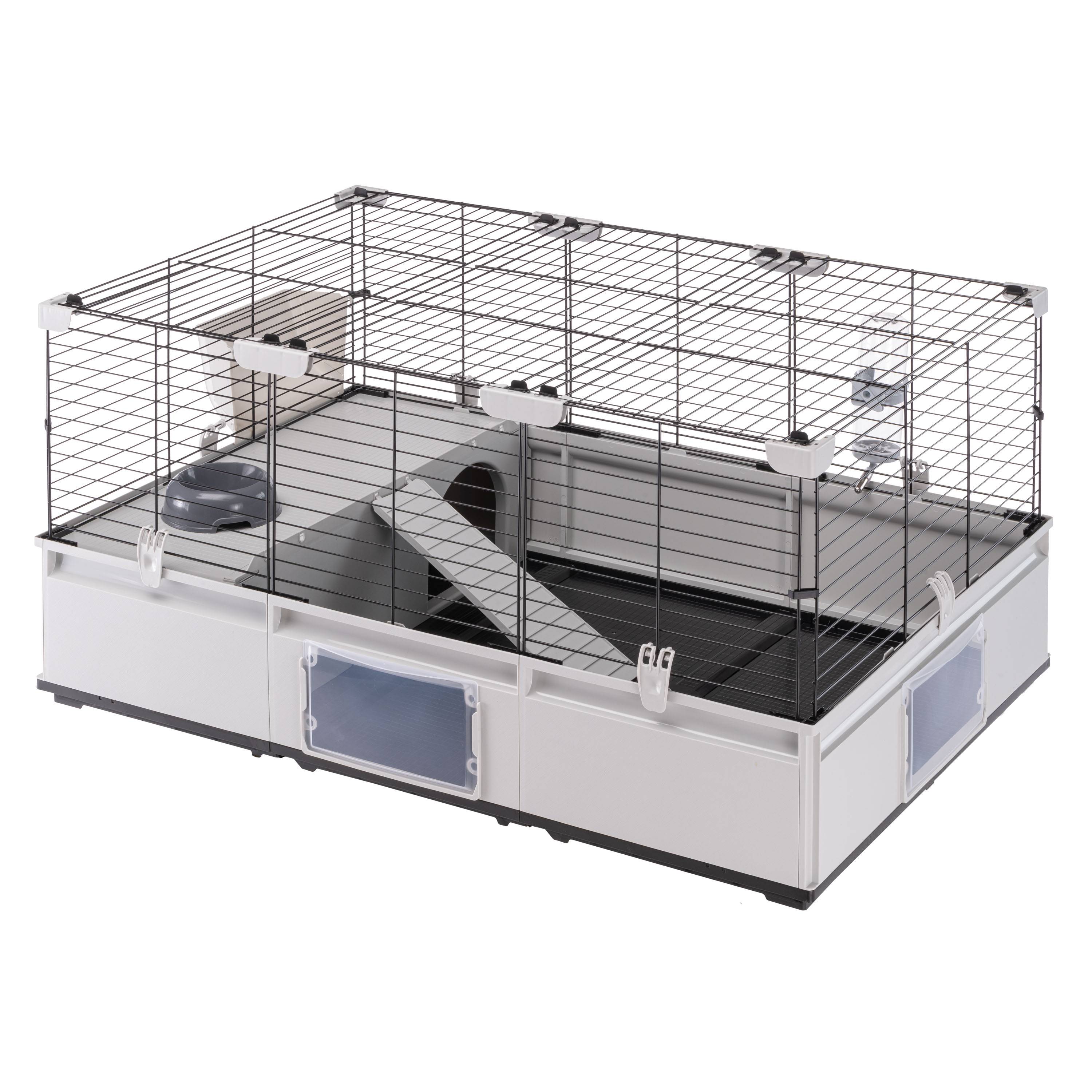 Ferplast - Ferplast Cage pour lapins, Cage pour cochons d'Inde,cobayes, cage à lapin, MODULAR 2, Extensible, Cage à Lapin, Accessoires inclus, Facile à nettoyer,