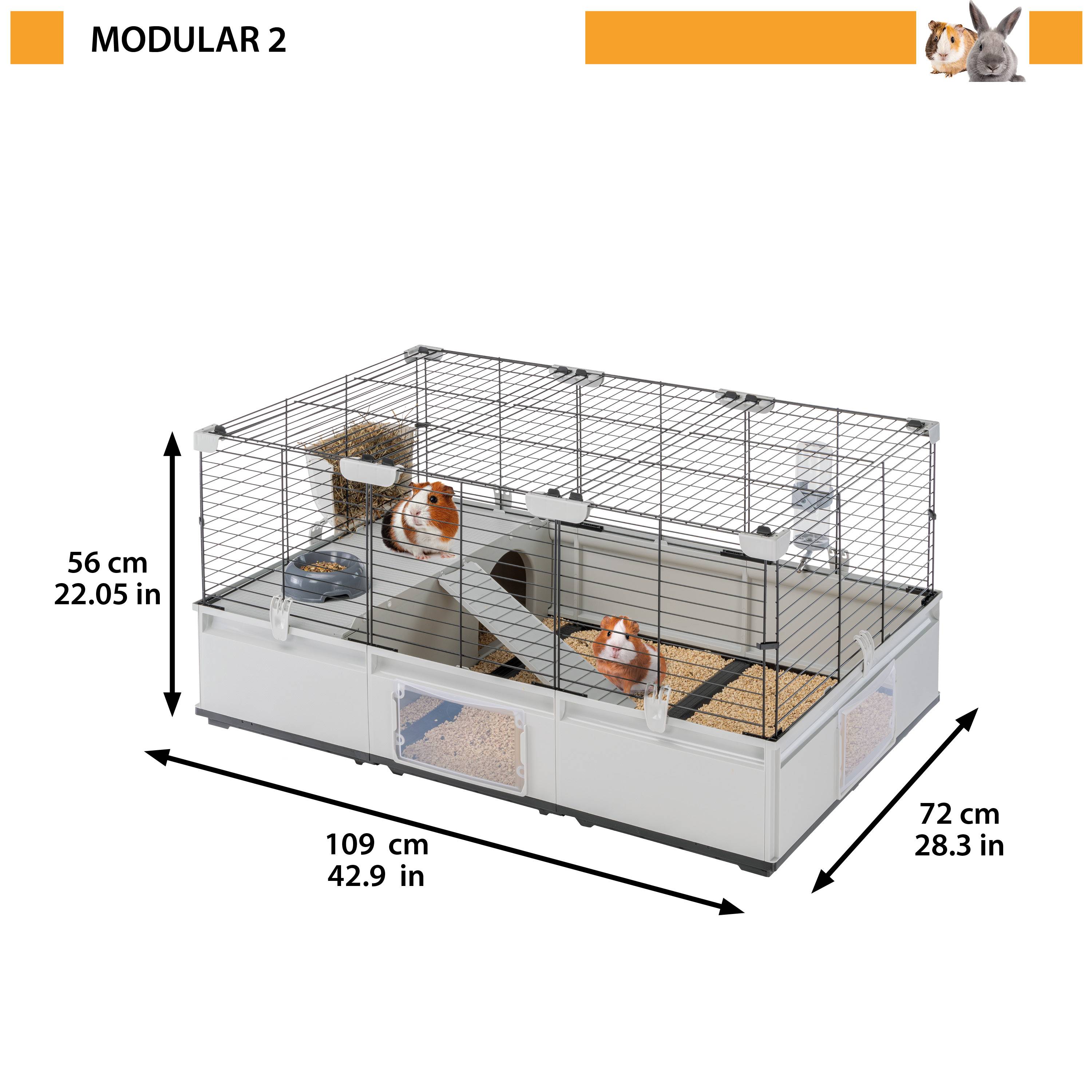 Ferplast - Ferplast Cage pour lapins, Cage pour cochons d'Inde,cobayes, cage à lapin, MODULAR 2, Extensible, Cage à Lapin, Accessoires inclus, Facile à nettoyer, - Image 2