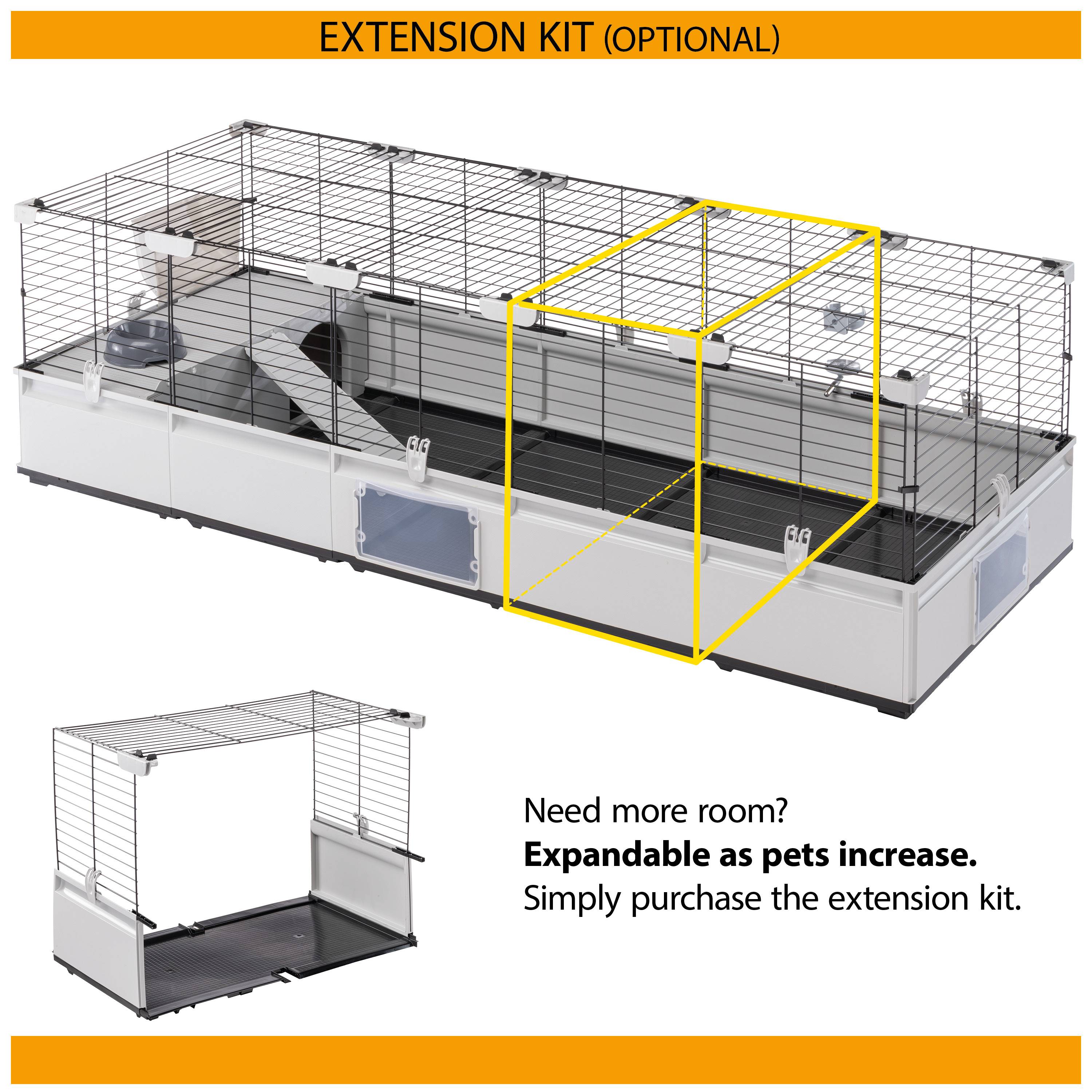 Ferplast - Ferplast Cage pour lapins, Cage pour cochons d'Inde,cobayes, cage à lapin, MODULAR 2, Extensible, Cage à Lapin, Accessoires inclus, Facile à nettoyer, - Image 4
