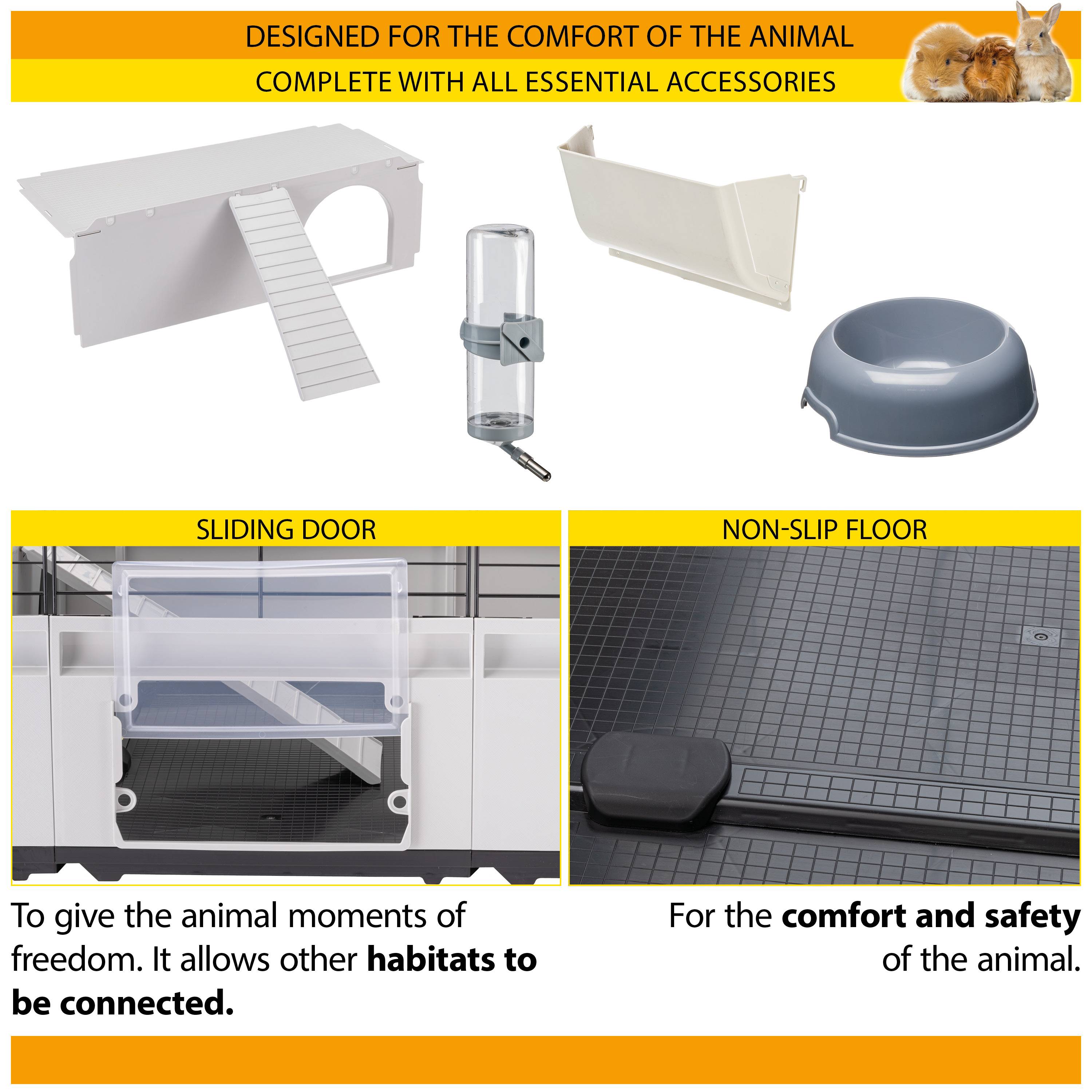 Ferplast - Ferplast Cage pour lapins, Cage pour cochons d'Inde,cobayes, cage à lapin, MODULAR 2, Extensible, Cage à Lapin, Accessoires inclus, Facile à nettoyer, - Image 6