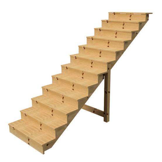 BERLIN Escalier extérieur bois 12 marches H 207cm L-100cm - avec contre marche - Image 1