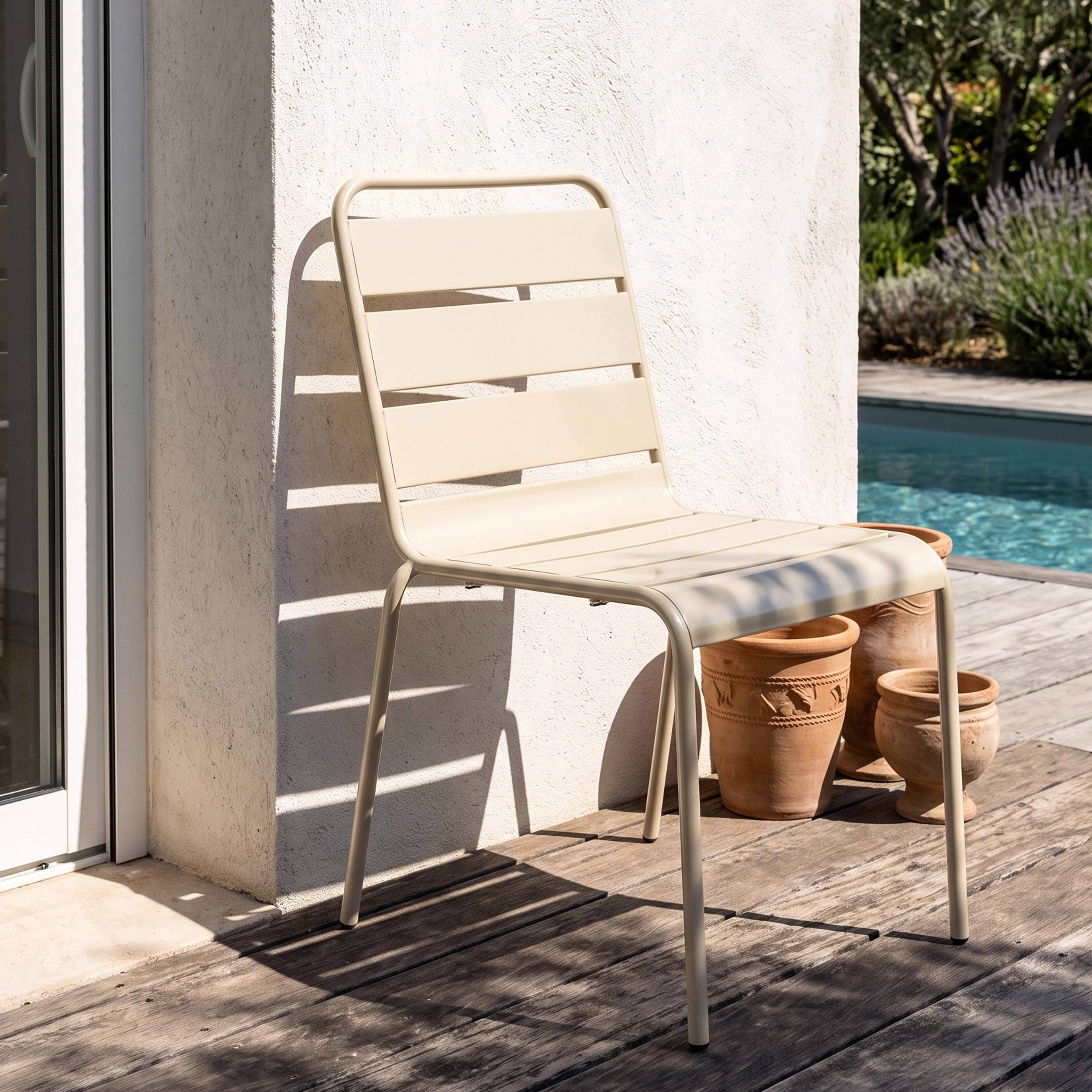 Oviala - Chaise de jardin en métal ivoire Palavas - Oviala - Imagen 2