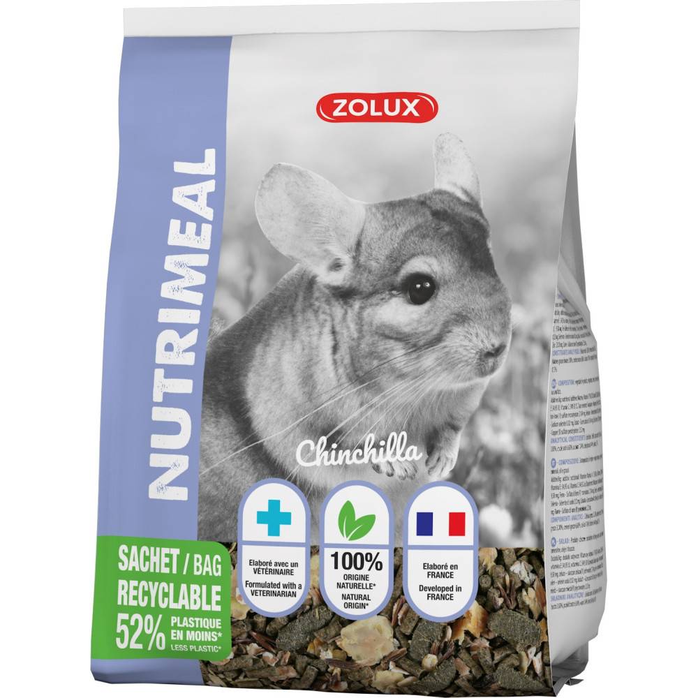 Zolux - zolux - Aliment composé pour chinchilla, nutrimeal sachet 800g - Imagen 2