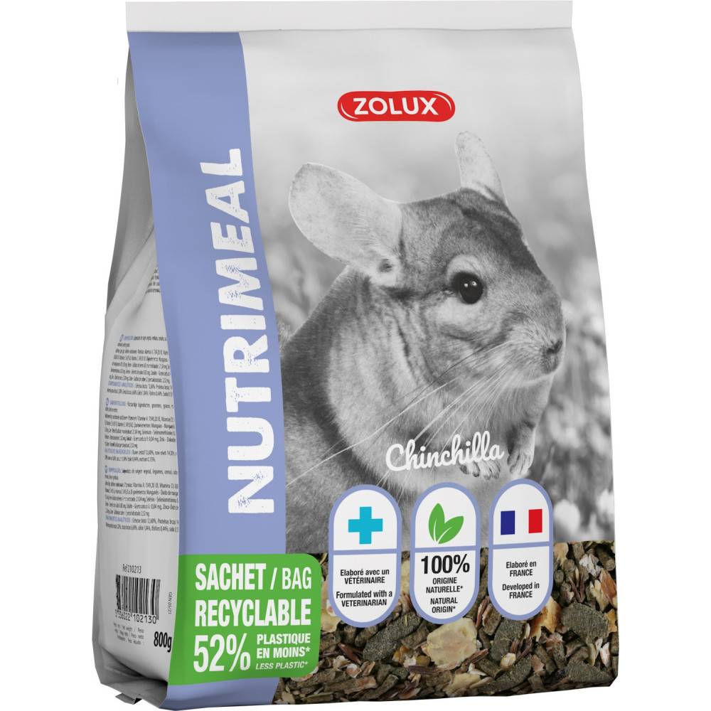 Zolux - zolux - Aliment composé pour chinchilla, nutrimeal sachet 800g - Imagen 3