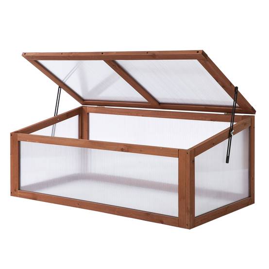 ComfortXL - Mini Serre de jardin bois polycarbonate pour semis avec toit ouvrant 100x65x40cm - ComfortXL Outdoor Living - Image 1