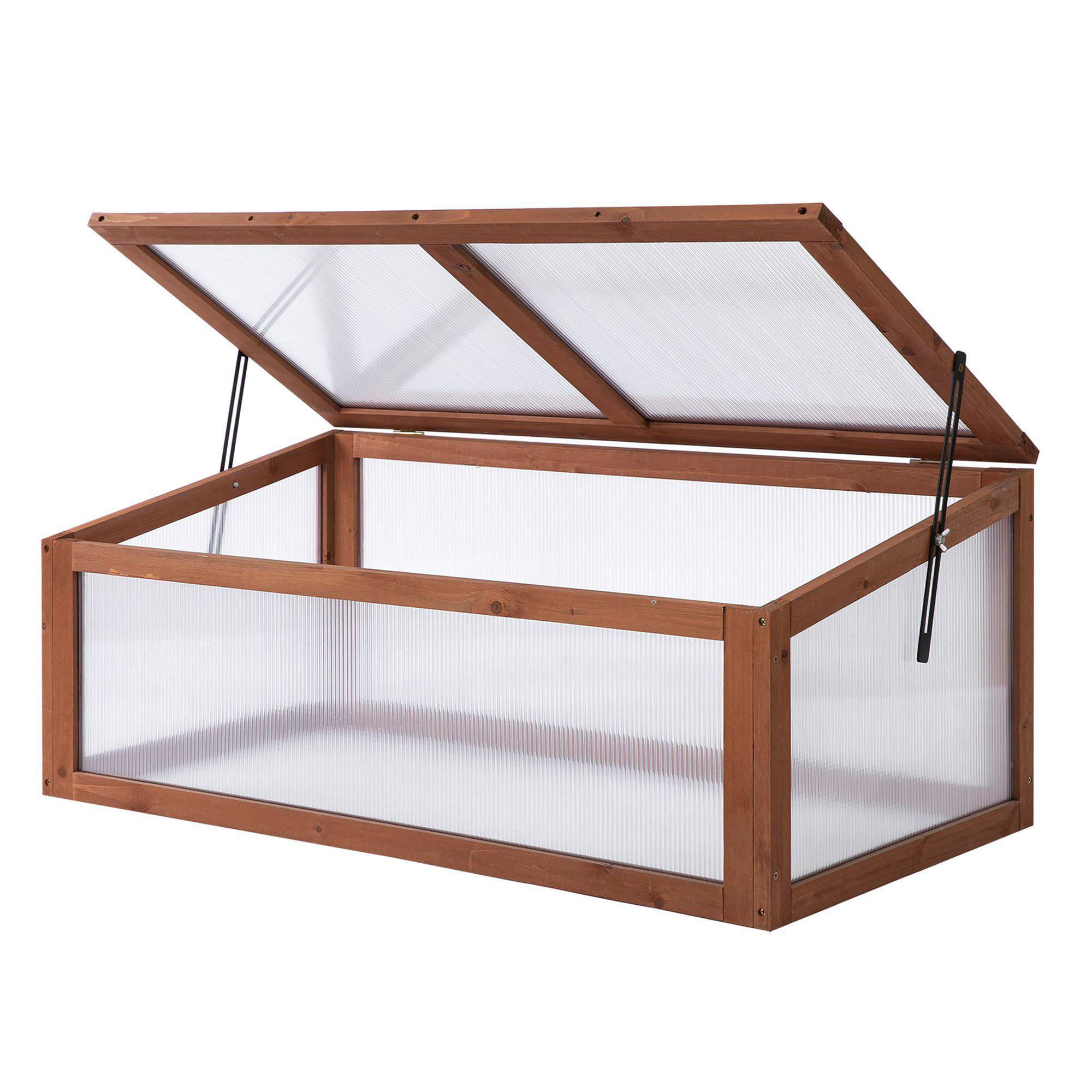 ComfortXL - Mini Serre de jardin bois polycarbonate pour semis avec toit ouvrant 100x65x40cm - ComfortXL Outdoor Living - Image 1