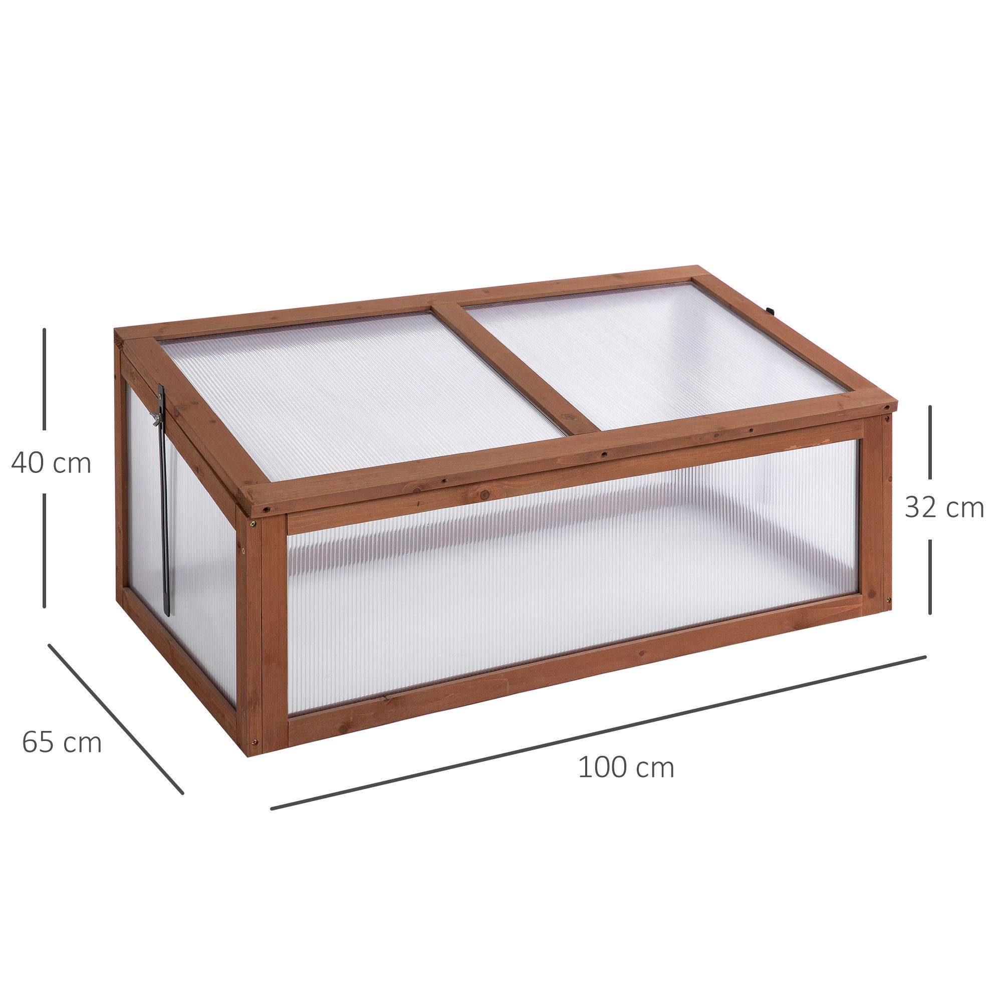 ComfortXL - Mini Serre de jardin bois polycarbonate pour semis avec toit ouvrant 100x65x40cm - ComfortXL Outdoor Living - Image 5