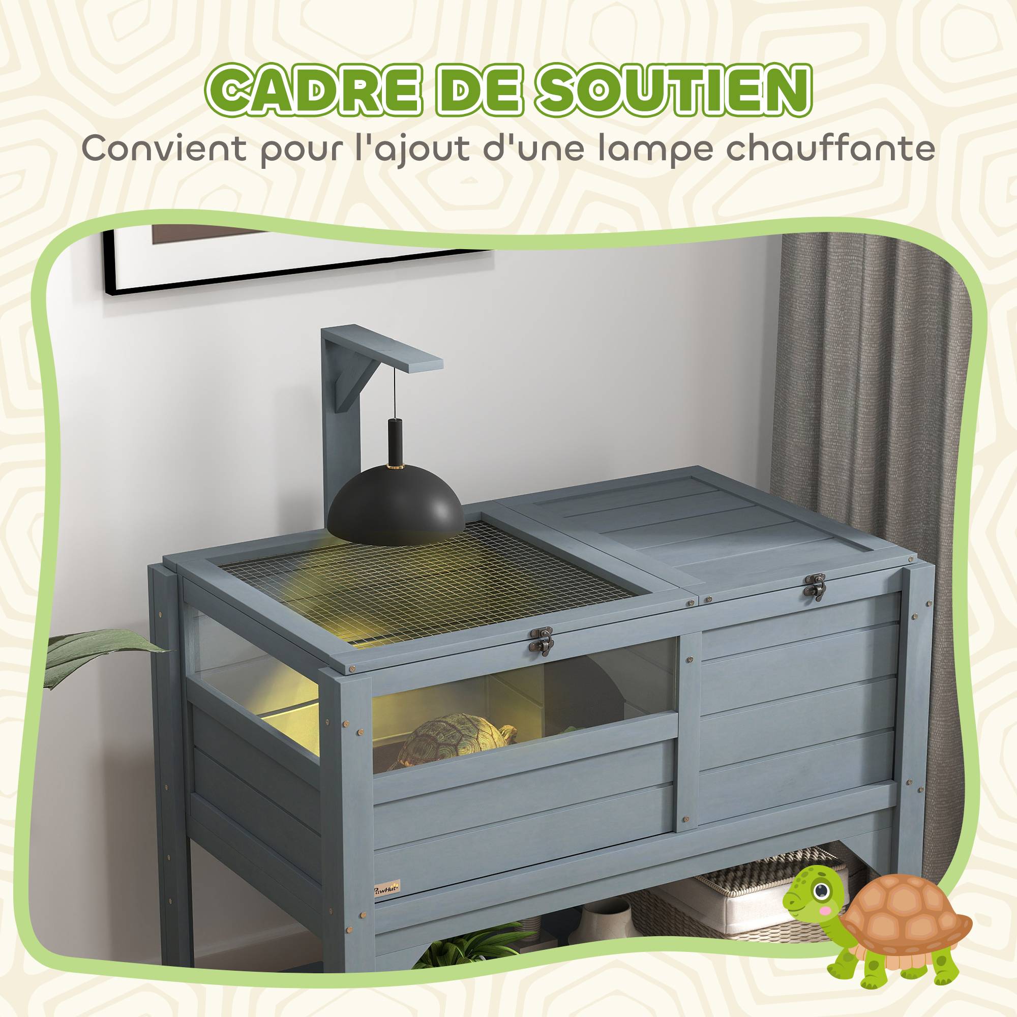 Enclos pour tortues sur pieds bois de sapin naturel 84 x 51 x 103 cm - PANGIVO - Image 7